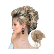 Coque De Cabelo Sintético Marrom Preto Bagunçado Encaracolado Elástico Scrunchy Peças De Cabelo Para