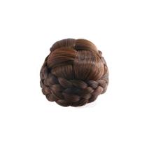 Coque de cabelo trançado Pokinge, fibra de alta temperatura, marrom claro