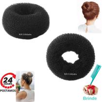 Coque Donut Cabelo Luxo Preto Esponja Modeladora Rosquinha - P, M, G - Volume Instantâneo Elegante