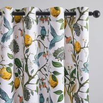 Coquete de inverno azul e branco Topfinel, vintage, chique, estampada de beija-flor, escurecimento de quarto de fazenda para sala de jantar, sala de estar, quarto, cortinas florais de 84 polegadas de comprimento, decoração milenar