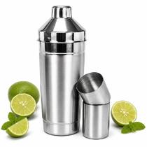 Coqueteleira 3 em 1 madrid 400ml com 2 copos aluminio medidor drinks caipirinha bar barman profissional