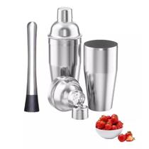 Coqueteleira 750ml + Socador Inox Drinks Caipirinha Bar