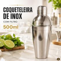 Coqueteleira Bartender Inox 500 ml Com Filtro Shaker Para Gin Caipirinha Drinks Coquetéis Bar Casa Coqueteleira Bartender Inox 500 ml Com Filtro Shaker Para Gin Caipirinha Drinks Coquetéis Bar Casa