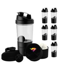 Coqueteleira com Compartimento Suplementos Fit 500ml 6pcs