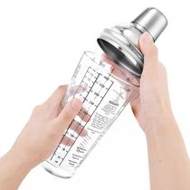 Coqueteleira Copo de Vidro Tampa Inox 450ml Barman Drinks Profissional