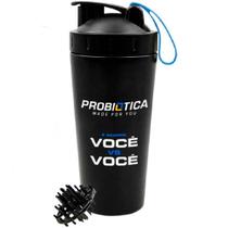 Coqueteleira inox importada 700ml preta-probiotica