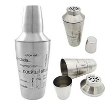 Coqueteleira Inox Prata 500ml Decorada para Drinks Bebidas Coqueteis Bartender