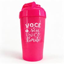 Coqueteleira Rosa Fitness Shake Com 2 Compartimentos Proteína Para Academia Resistente