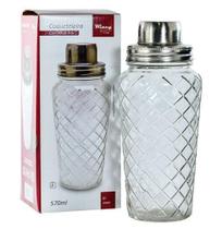 Coqueteleira / Shakeira De Vidro Relevo Com Tampa De Inox 57 - Oem