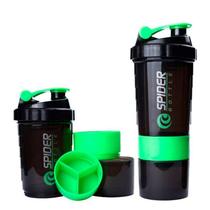 Coqueteleira Shaker 500ml Spider Bottle 3 Divisões Academia Verde