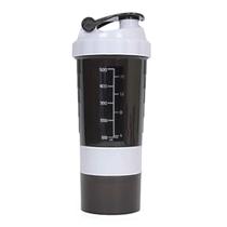 Coqueteleira Shaker Academia 3 Divisões Suplementos - Branca