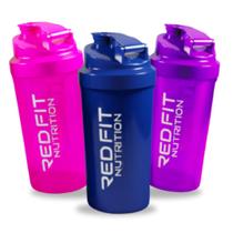 Coqueteleira Shaker Pink Azul Roxa Academia Red Fit Nutrition 600ml ( Kit C/ 3 Unidades )