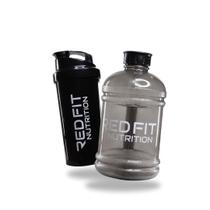 Coqueteleira Shaker Preta 600ml Galão Preto 1,8L - Red Fit Nutrition