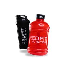 Coqueteleira Shaker Preto 600ml Galão Vermelho 1,8L - Red Fit Nutrition