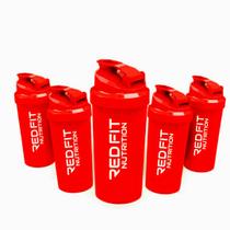 Coqueteleira Shaker Vermelha Academia Red Fit Nutrition 600ml ( Kit C/ 5 Unidades )
