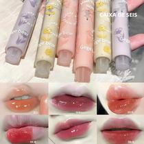 Cor Clara Hidratante Flor Linguagem Mel Coração Batom Conjunto Brilhante Geléia Olhar Brilho Labial