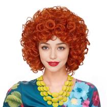 Cor da peruca: fundo, curta, fofa, encaracolada, laranja, vermelho, cosplay, Halloween Cor da peruca: fundo, curta, fofa, encaracolada, laranja, vermelho, cosplay, Halloween