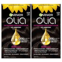 Cor de cabelo Garnier Olia, sem amônia 4.0, marrom escuro, pacote com 2 unidades