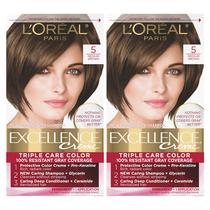 Cor de cabelo L'Oreal Paris Excellence Creme 5 Castanho médio x2 Cor de cabelo L'Oreal Paris Excellence Creme 5 Castanho médio x2