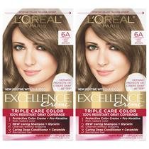 Cor de cabelo L'Oreal Paris Excellence Creme 6A Light Ash Brown x2