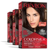 Cor de cabelo Revlon Colorsilk 20 Brown Black 130 ml x 3 sem amônia Cor de cabelo Revlon Colorsilk 20 Brown Black 130 ml x 3 sem amônia