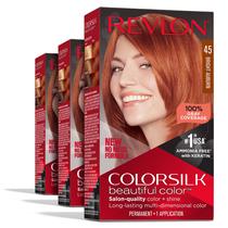 Cor de cabelo Revlon Colorsilk 45 Bright Auburn 100% cinza Capa