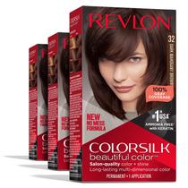 Cor de cabelo Revlon Colorsilk Permanent Brown Capa 100% cinza Cor de cabelo Revlon Colorsilk Permanent Brown Capa 100% cinza