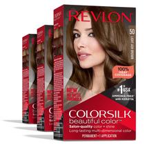 Cor de cabelo Revlon Colorsilk Permanent Brown Capa 100% cinza