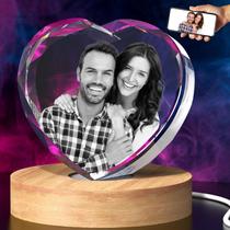 Coração de Cristal 3D com Foto BCSTYPE - Gravação a Laser Personalizada