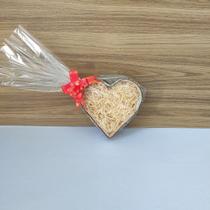 Coração de Madeira Rústico Pequeno com Palha,Laço e Embalagem