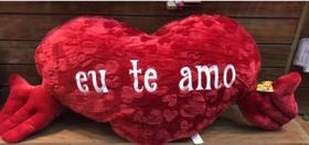 Coração de Pelúcia Almofada Grandão 115cm( F6852) Com Mãos Eu Te Amo Presente Coração de Pelúcia Almofada Grandão 115cm( F6852) Com Mãos Eu Te Amo Presente