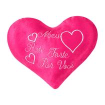 Coração de pelúcia pink 28x22cm bordado com zíper meu coração bate mais forte por você Coração de pelúcia pink 28x22cm bordado com zíper meu coração bate mais forte por você