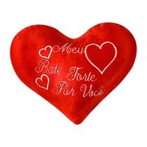 Coração de pelúcia vermelho 28x22cm bordado com zíper meu coração bate mais forte por você Coração de pelúcia vermelho 28x22cm bordado com zíper meu coração bate mais forte por você