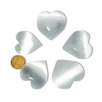 Coração de Selenita Polido Natural Tipo A - 5 Peças de 3,5 a 4 cm Coração de Selenita Polido Natural Tipo A - 5 Peças de 3,5 a 4 cm