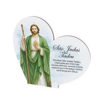 Coração Decorativo em MDF com Santos Católicos Base de Mesa Enfeite Religioso Católico São Judas Tadeu Coração Decorativo em MDF com Santos Católicos Base de Mesa Enfeite Religioso Católico São Judas Tadeu