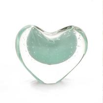 Coração em Pé Murano Azul Pacific São Marcos 16x11x16cm Coração em Pé Murano Azul Pacific São Marcos 16x11x16cm