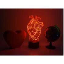 Coração Humano Luminária led pilha 1 cor Decoração - Avelar Criações