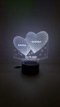 Coração Personalizado Luminária led pilha 1 cor Casal Amor presente