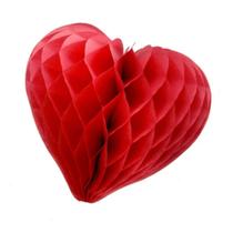 Coração Vermelho Colmeia Origami - 25cm