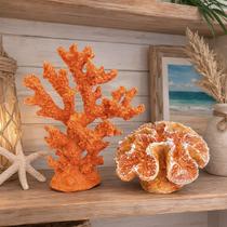 Corais Artificial Laranja Decoração Mar Casa Praia Kit 2pçs Corais Artificial Laranja Decoração Mar Casa Praia Kit 2pçs