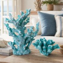 Corais Azul Decoração Casa Praia Náutico Mar Oceano Kit 2pçs Corais Azul Decoração Casa Praia Náutico Mar Oceano Kit 2pçs