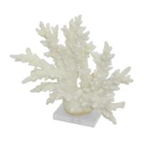 Coral 29cm Decorativo Resina Branca com Base transp.
