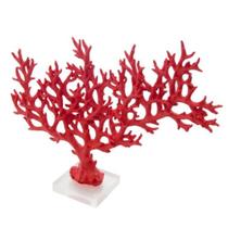 Coral Alças 32cm Poliresina Vermelho com Base Transparente