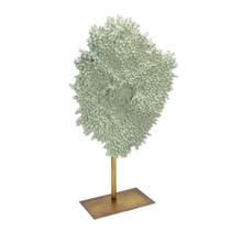 Coral de Mesa em Resina Verde Design Leque com Suporte Metal Coral de Mesa em Resina Verde Design Leque com Suporte Metal