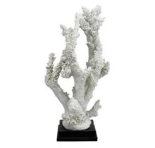 Coral Decorativo Alto 83cm Branco Base Preta Design Relevos