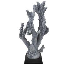 Coral Decorativo Alto 83cm Cinza Base Preta Design Relevos
