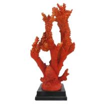 Coral Decorativo Alto 83cm Vermelho Base Preta Design Relevo