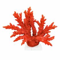 Coral Decorativo Resina Vermelho Rico Detalhes Base Cristal