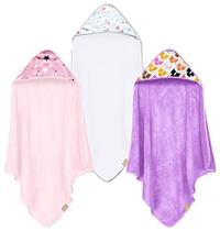 CORAL DOCK 3 Pack Baby Hooded Bath Towel Sets, Ultra Absorbent Baby Essentials Item for Newborn Boy Girl, Baby Bath Shower Towel Gifts for Infant and Toddler - Cute Pink Starry Sky