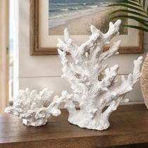 Coral Enfeite Casa De Praia Aquário Náutico Branco Kit 2pçs Coral Enfeite Casa De Praia Aquário Náutico Branco Kit 2pçs